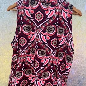 Source Unknown Geometric Floral Blouse in Pink and Black